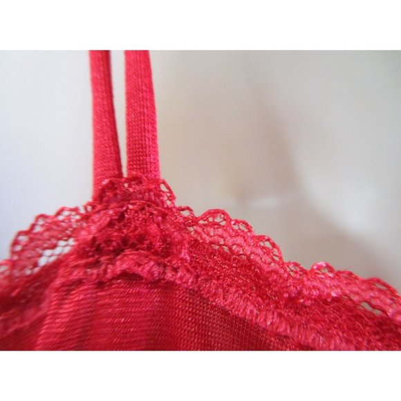 Vanity Fair Baby Doll Red Stretch Lace Bodice Large USA Made Size Large Vintage - Picture 12 of 16